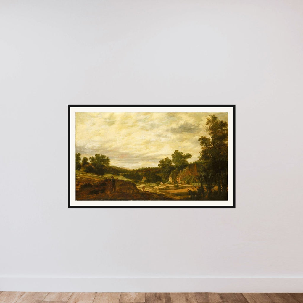 Hilly landscape framed — shown to scale