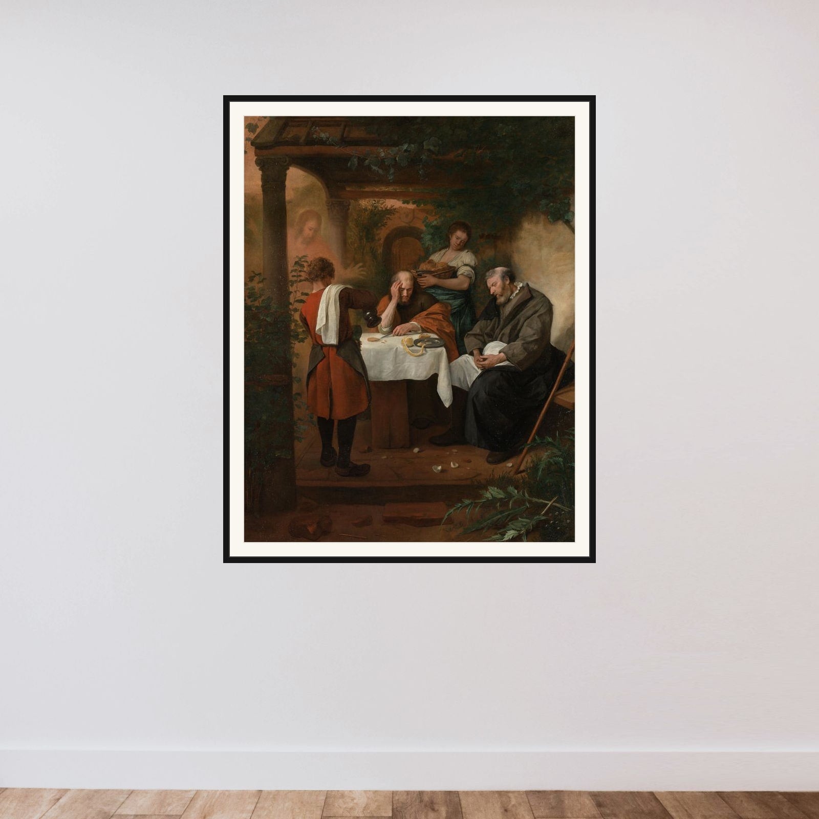 Supper at Emmaus framed — shown to scale