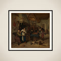 Interior of an inn with an old man amusing himself with the landlady and two men playing backgammon, known as 'Two kinds of games' framed