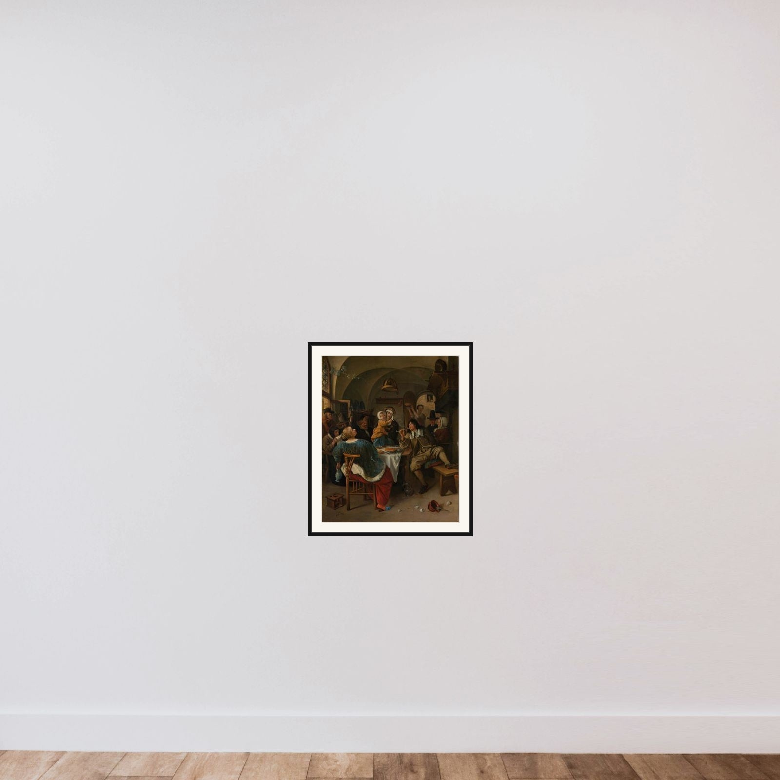 Family scene framed — shown to scale