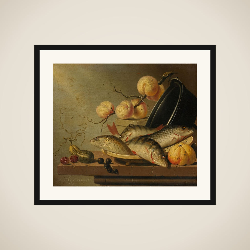 Still Life with Fish and Fruit framed