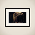 Men Sleeping in a Room with lighted Arches framed