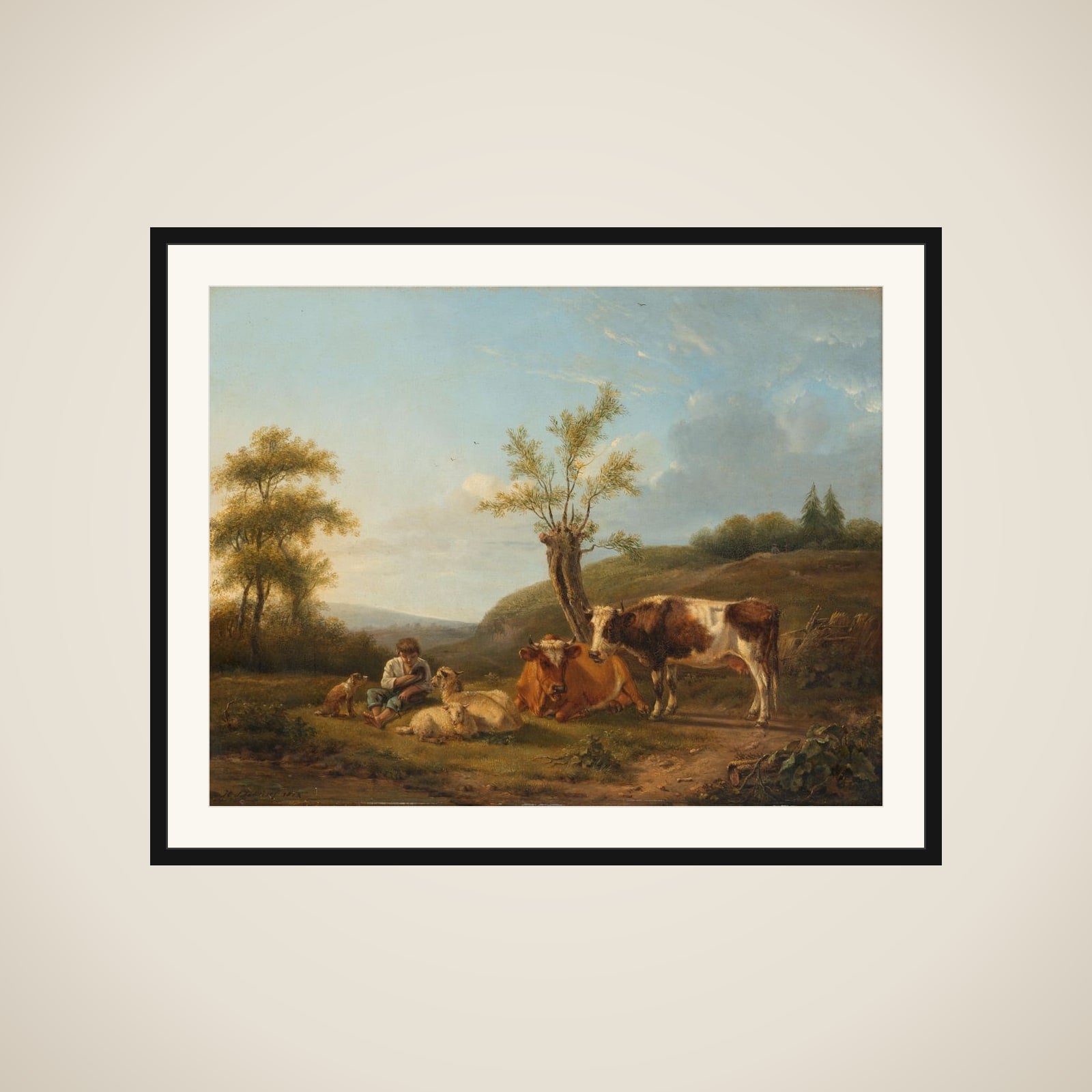 Landscape with Cattle near Darthuizen framed