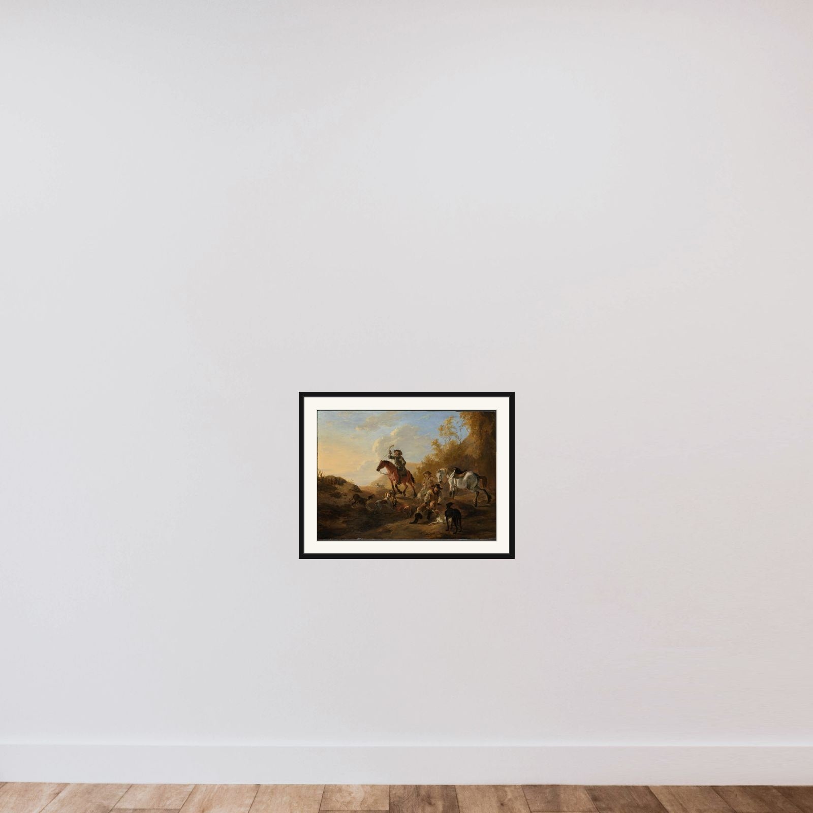 Hunters resting framed — shown to scale