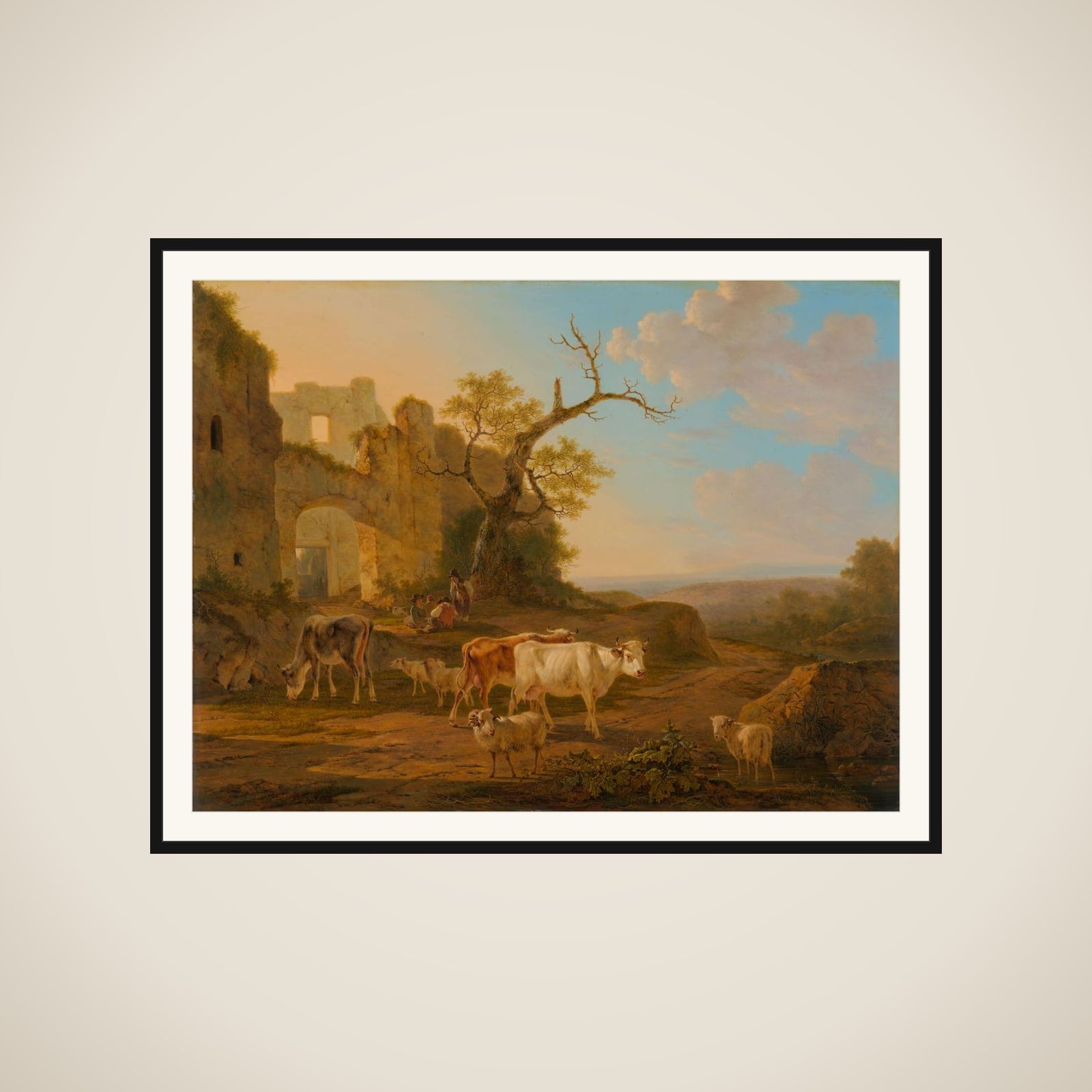 Landscape with Cows near a Ruin framed
