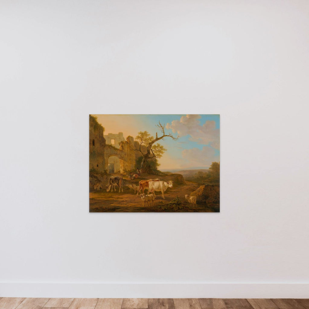 Landscape with Cows near a Ruin unframed — shown to scale
