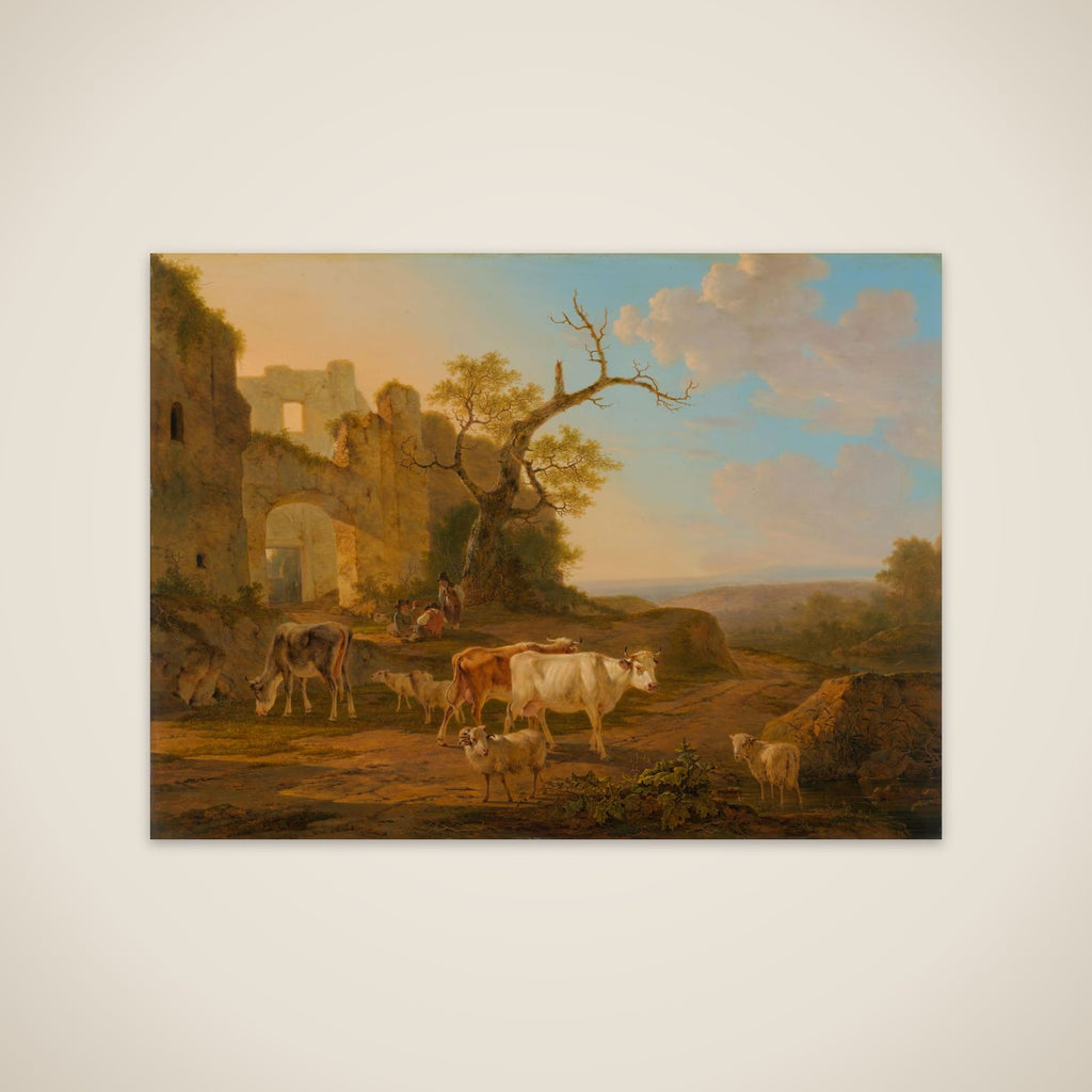 Landscape with Cows near a Ruin unframed print