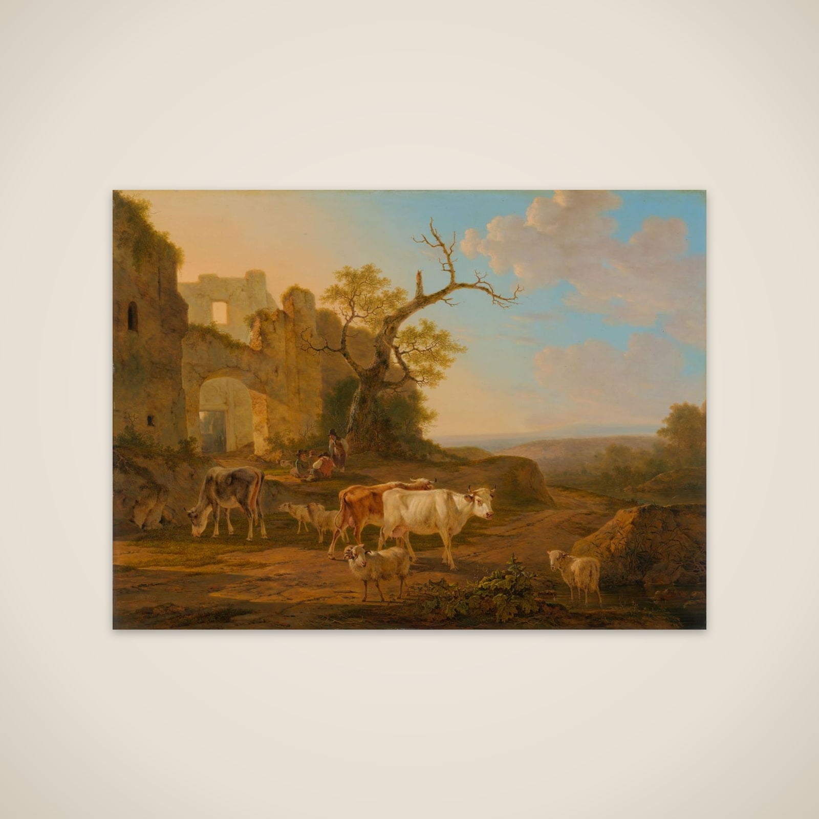 Landscape with Cows near a Ruin unframed print