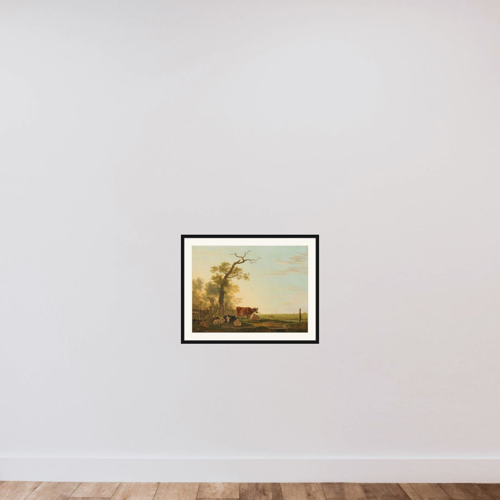 Meadow Landscape with Animals framed — shown to scale