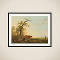 Meadow Landscape with Animals framed