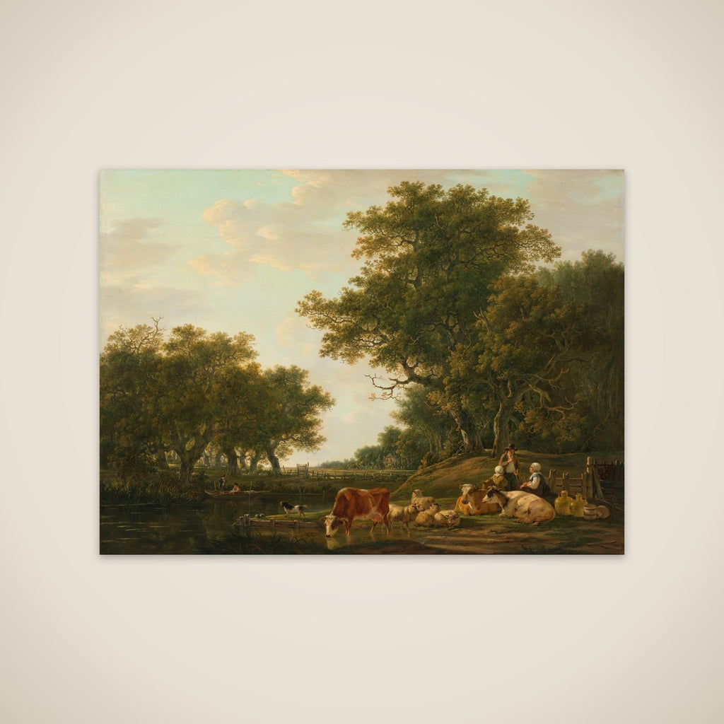 Landscape with Peasants with their Cattle and Anglers on the Water unframed print