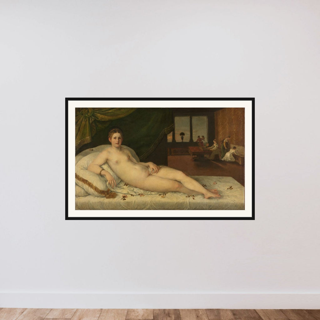 Reclining Venus framed — shown to scale