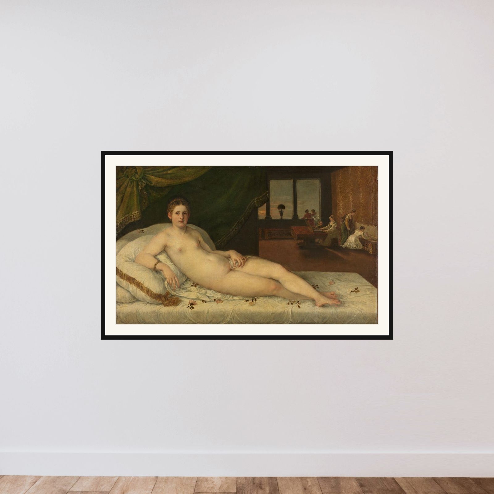 Reclining Venus framed — shown to scale