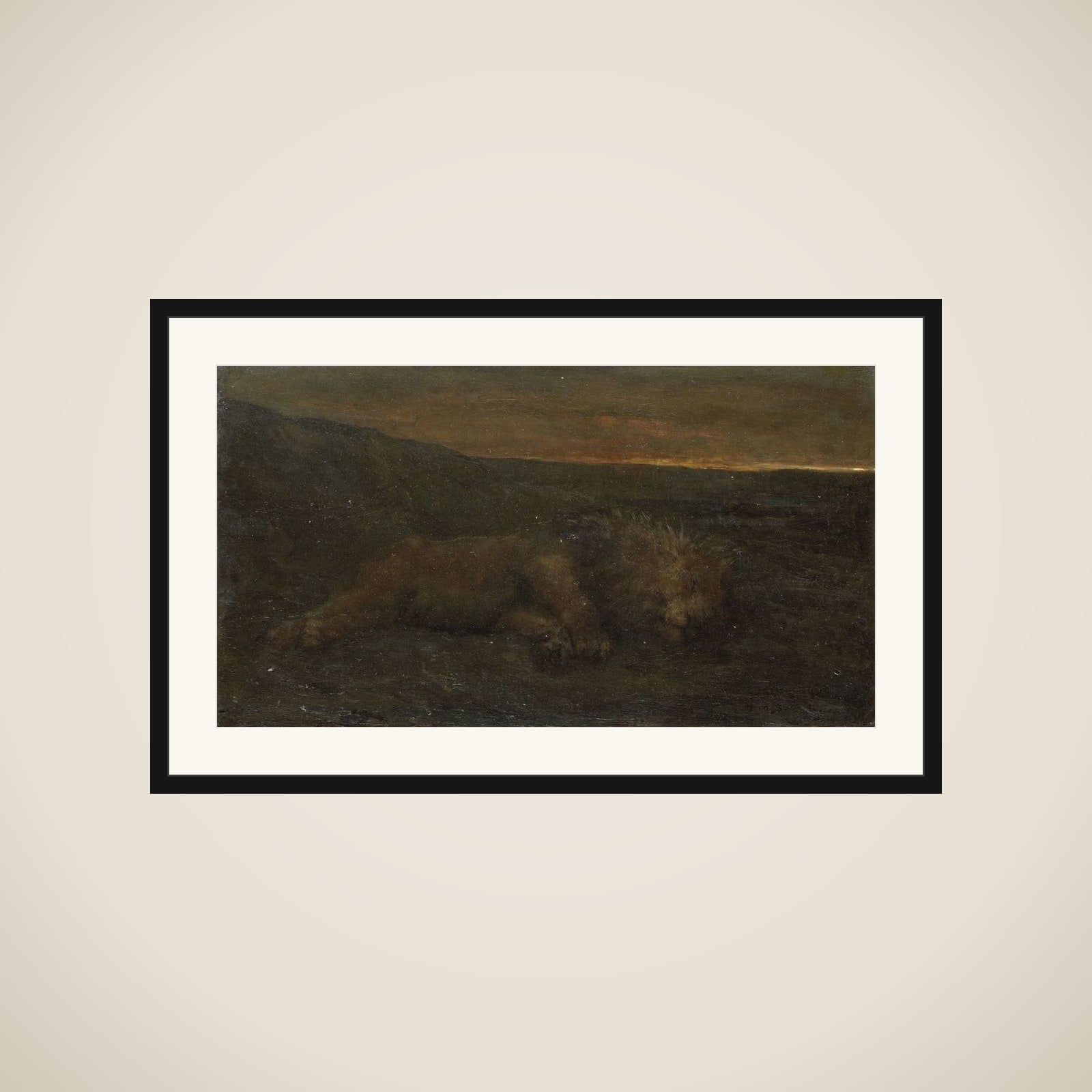 Sleeping Lion by Night framed