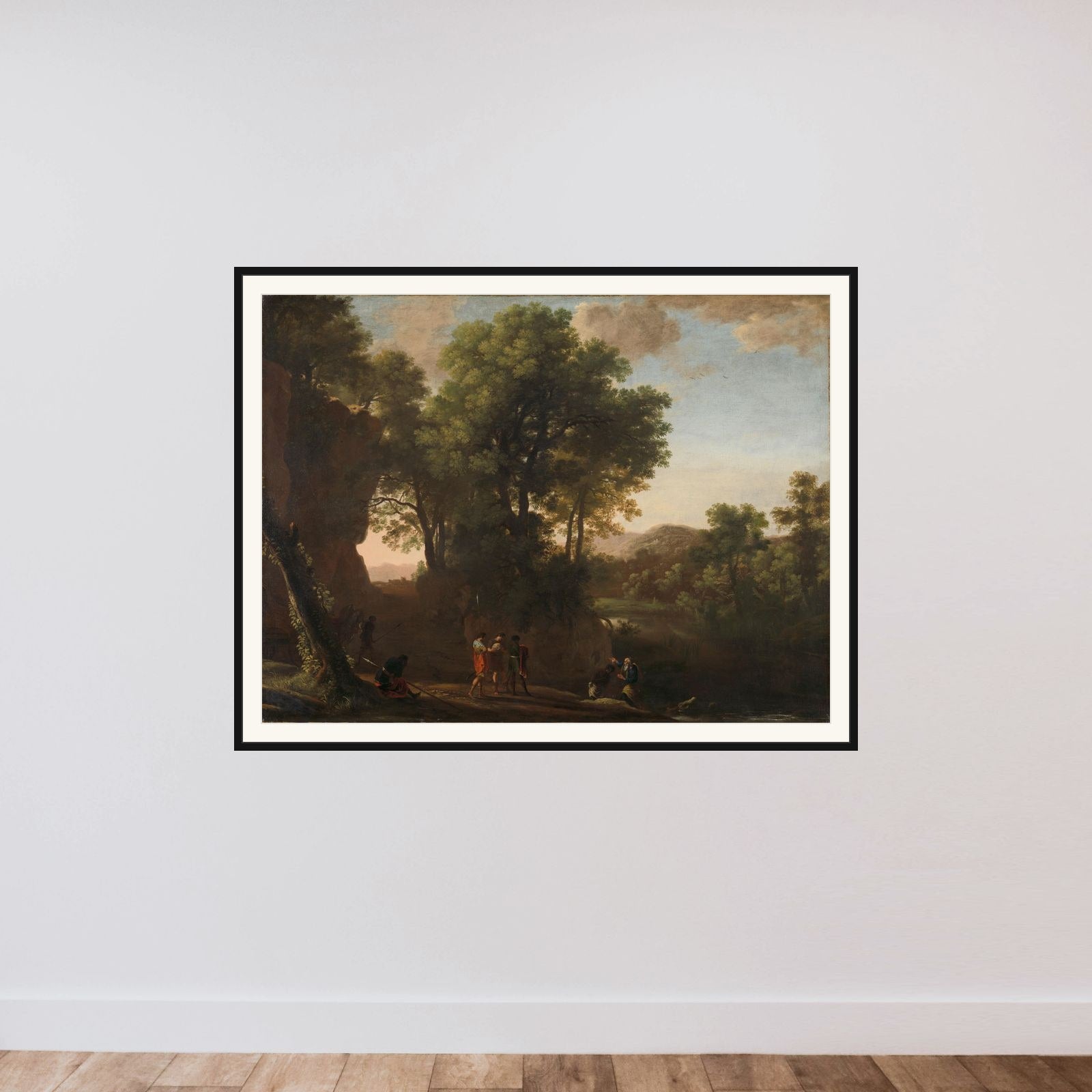 Landscape with the baptism of the eunuch framed — shown to scale