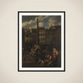 Market Scene in Rome, Piazza Navonna framed