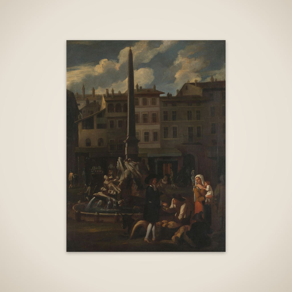 Market Scene in Rome, Piazza Navonna unframed print