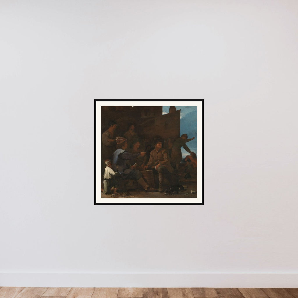 The Card Players framed — shown to scale