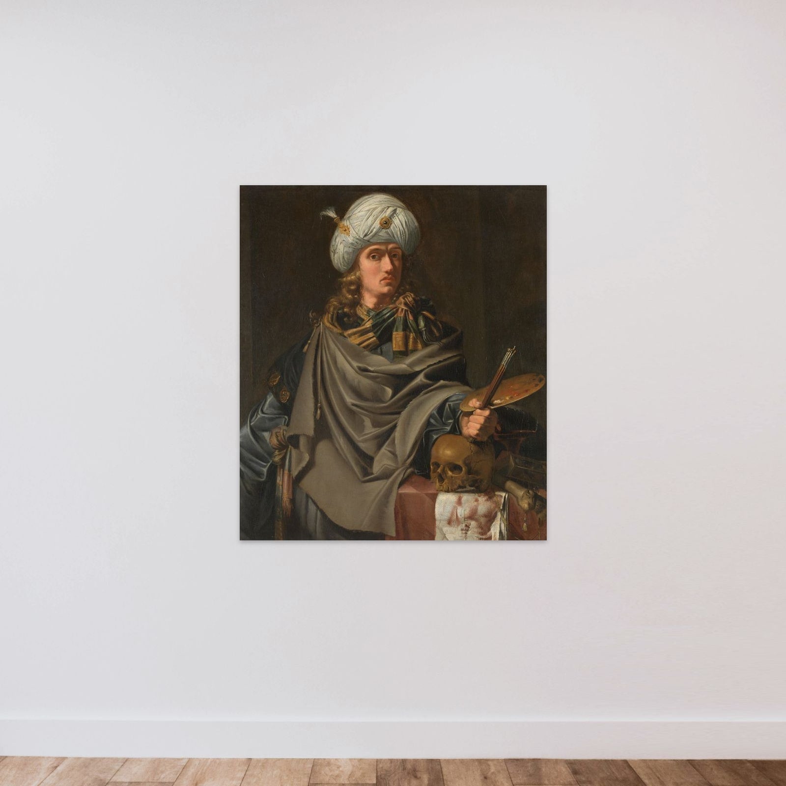 Self Portrait (?) in Oriental Dress unframed — shown to scale