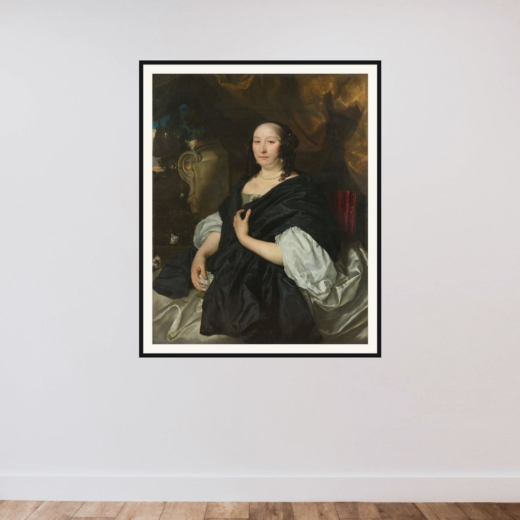 Catharina van der Voort (1622-74). Second wife of Pieter de la Court framed — shown to scale
