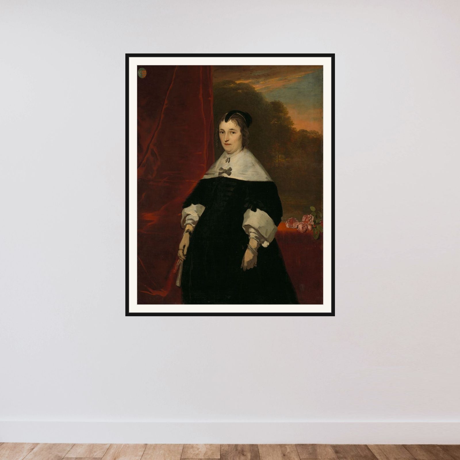 Portrait of Machtelt Bas (?-1681) framed — shown to scale