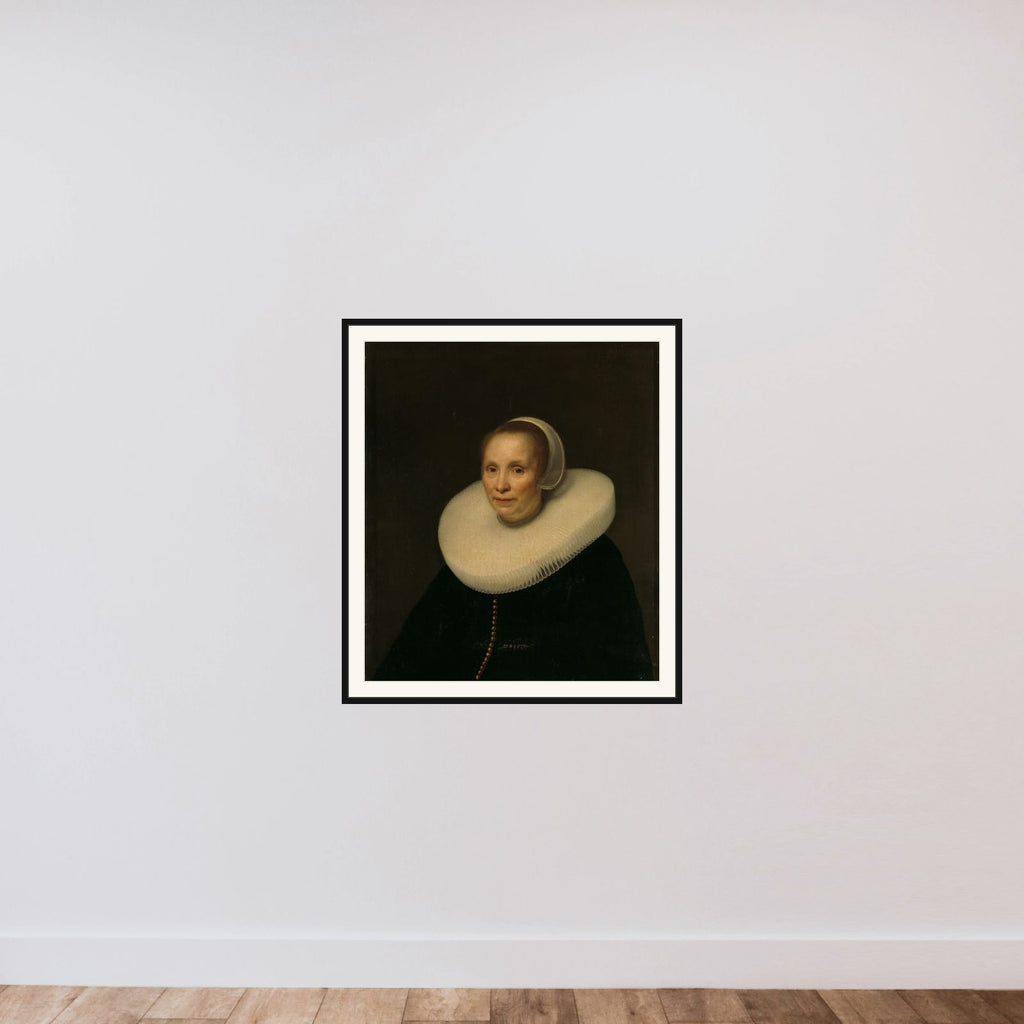 Portrait of a woman framed — shown to scale