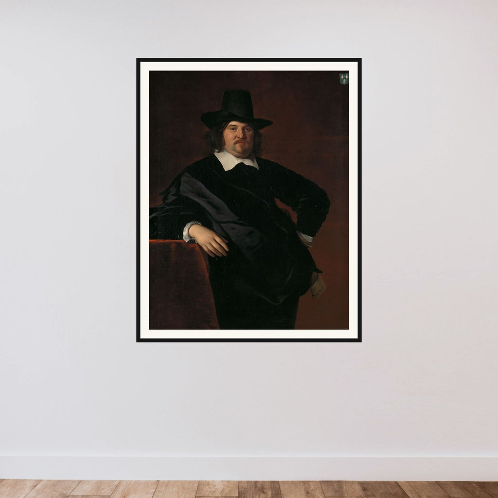 Portrait of Abraham de Visscher (1605-67). Amsterdam merchant and director of the Dutch West India Company framed — shown to scale
