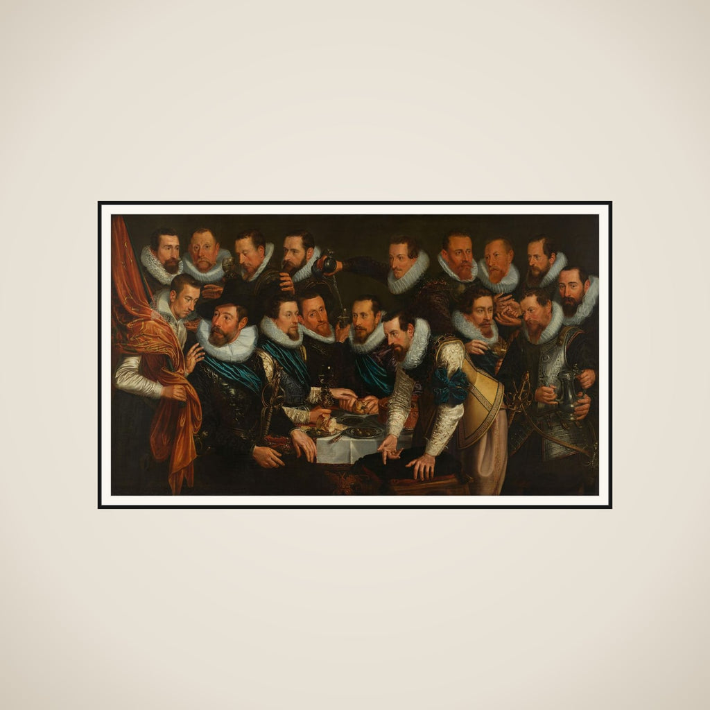 Officers and other civic guardsmen of the XIth District of Amsterdam, under the command of Captain Geurt Dircksz van Beuningen and Lieutenant Pieter Martensz Hoeffijser framed