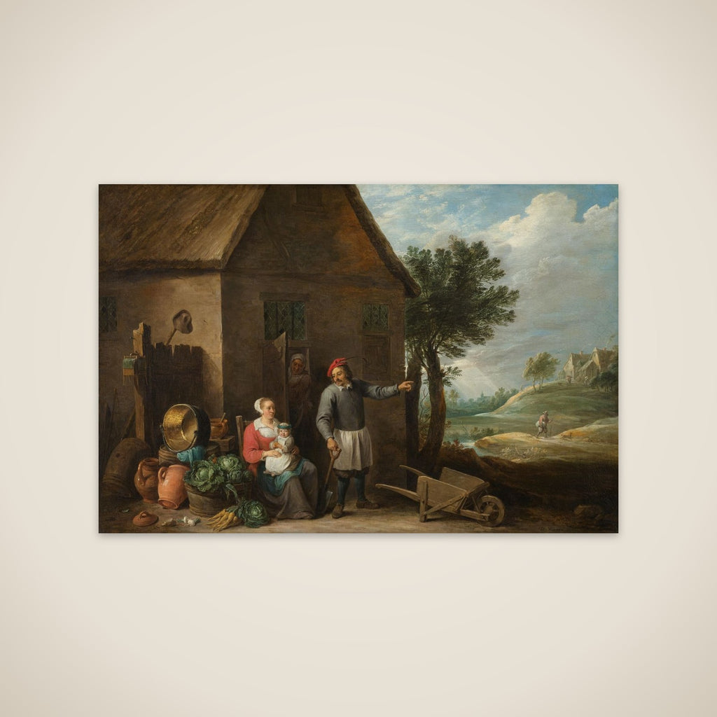 Husbandman at a Cottage Door with a Seated Woman and Child unframed print
