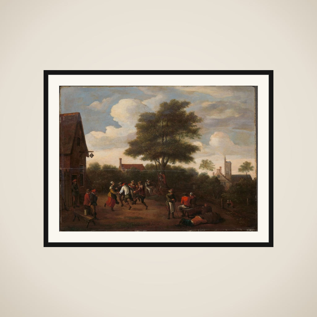 Peasants Dancing Outside the Crescent Tavern framed