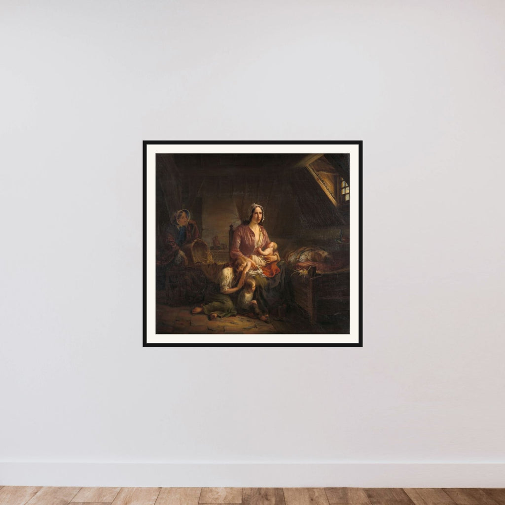 A Rich Lady Visits a Poor Family framed — shown to scale