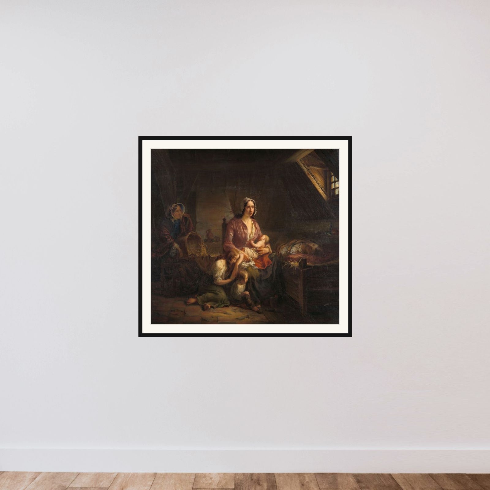 A Rich Lady Visits a Poor Family framed — shown to scale