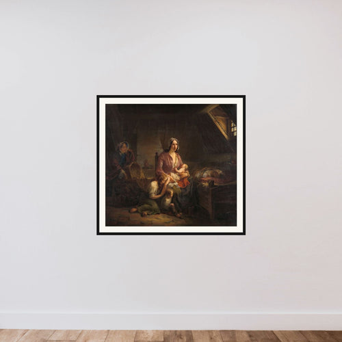 A Rich Lady Visits a Poor Family framed — shown to scale