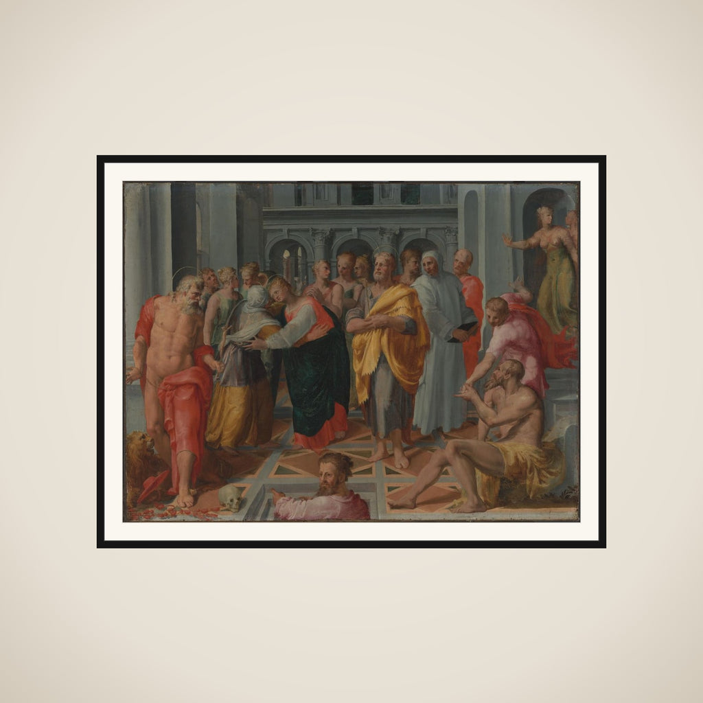 Visitation (Meeting of Mary and Elizabeth in the Presence of Saints Joseph and Jerome) framed