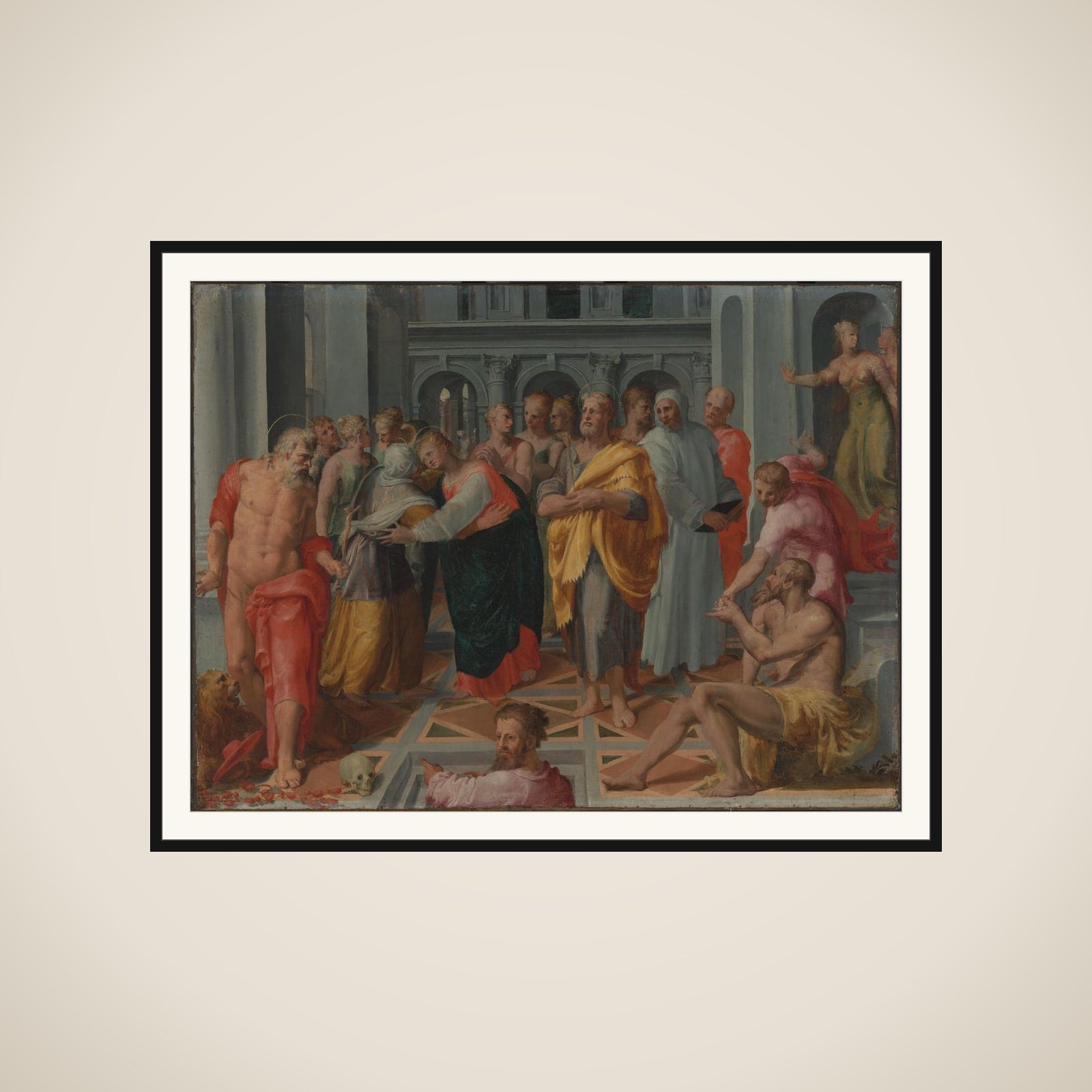 Visitation (Meeting of Mary and Elizabeth in the Presence of Saints Joseph and Jerome) framed