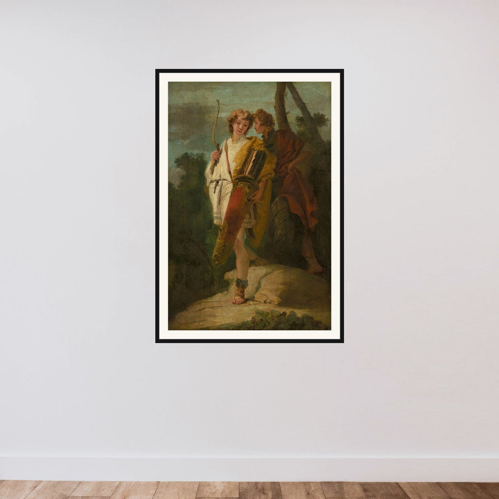 Young Man with Bow and large Quiver and his Companion with a Shield, formerly entitled Telemachus and Mentor framed — shown to scale