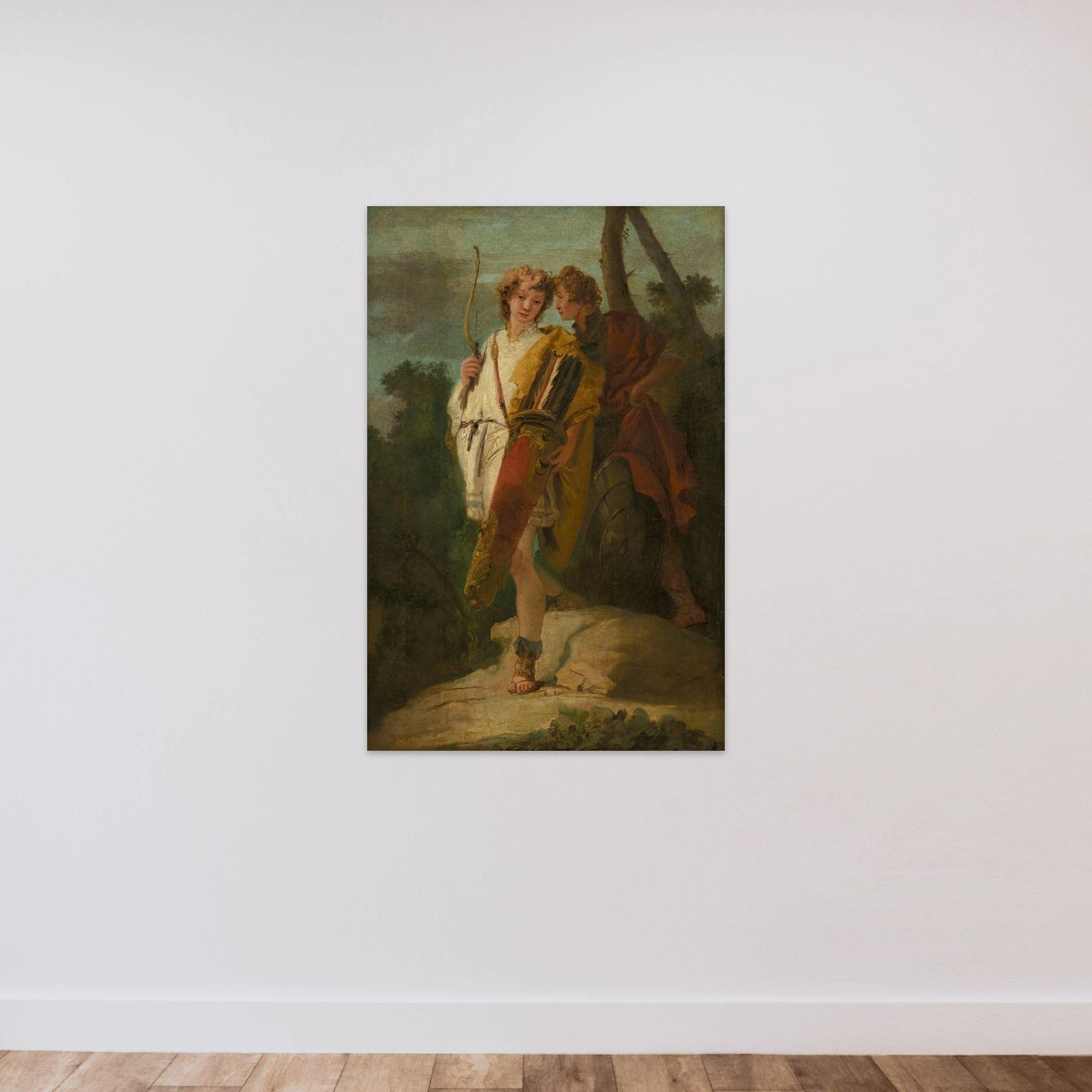 Young Man with Bow and large Quiver and his Companion with a Shield, formerly entitled Telemachus and Mentor unframed — shown to scale