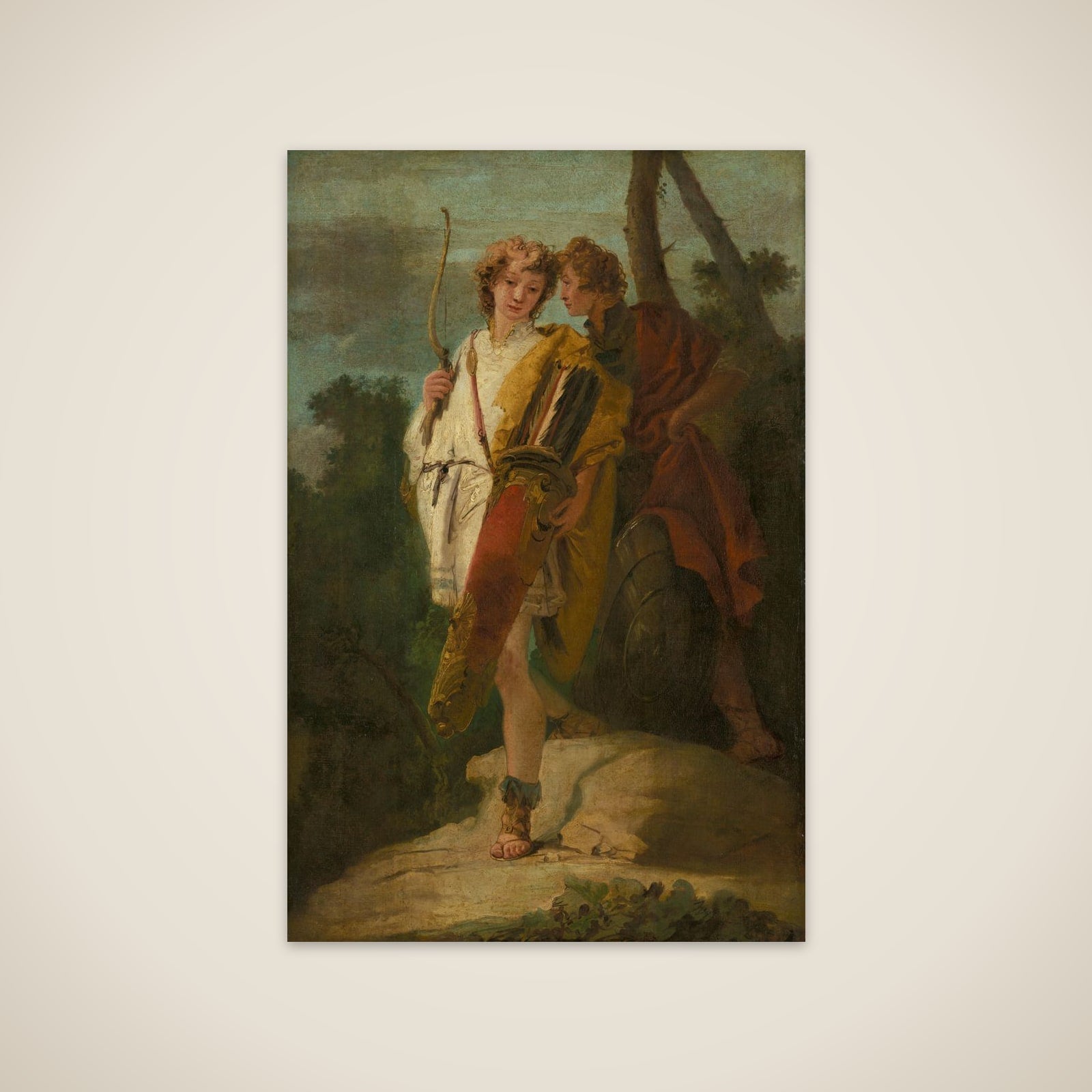Young Man with Bow and large Quiver and his Companion with a Shield, formerly entitled Telemachus and Mentor unframed print