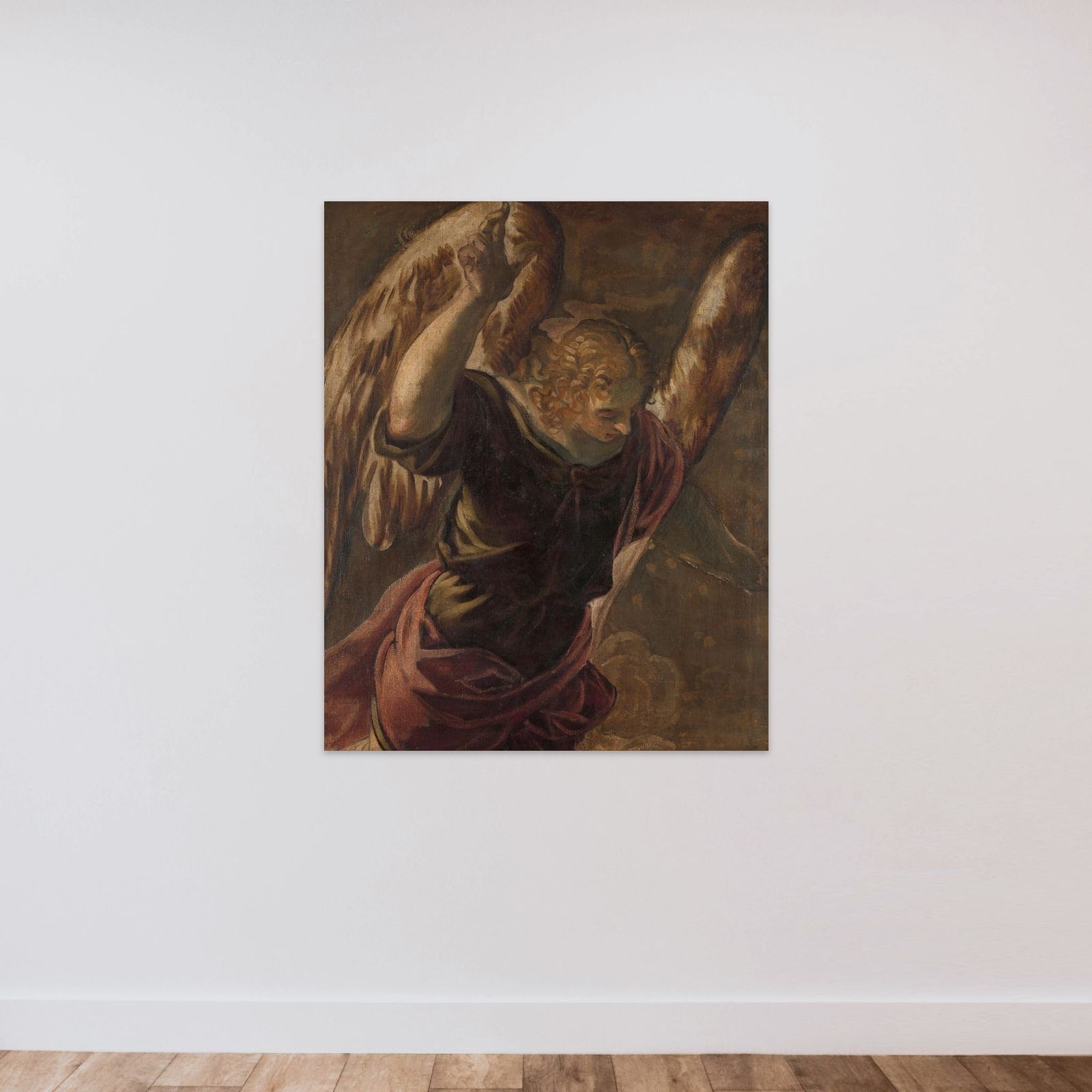 Angel from the Annunciation to the Virgin unframed — shown to scale