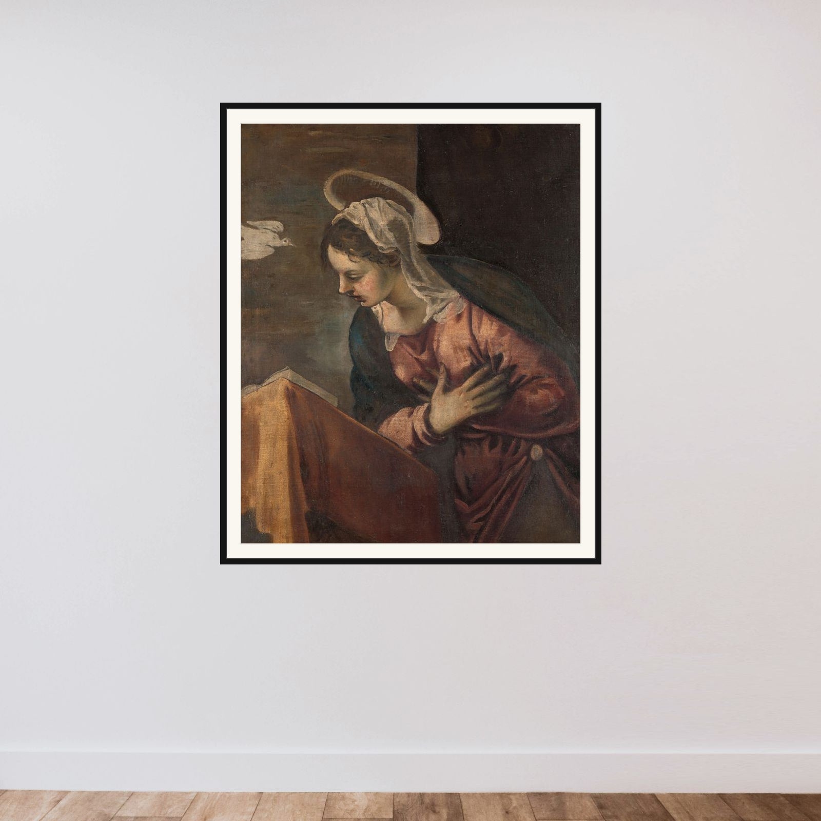 Virgin from the Annunciation to the Virgin framed — shown to scale