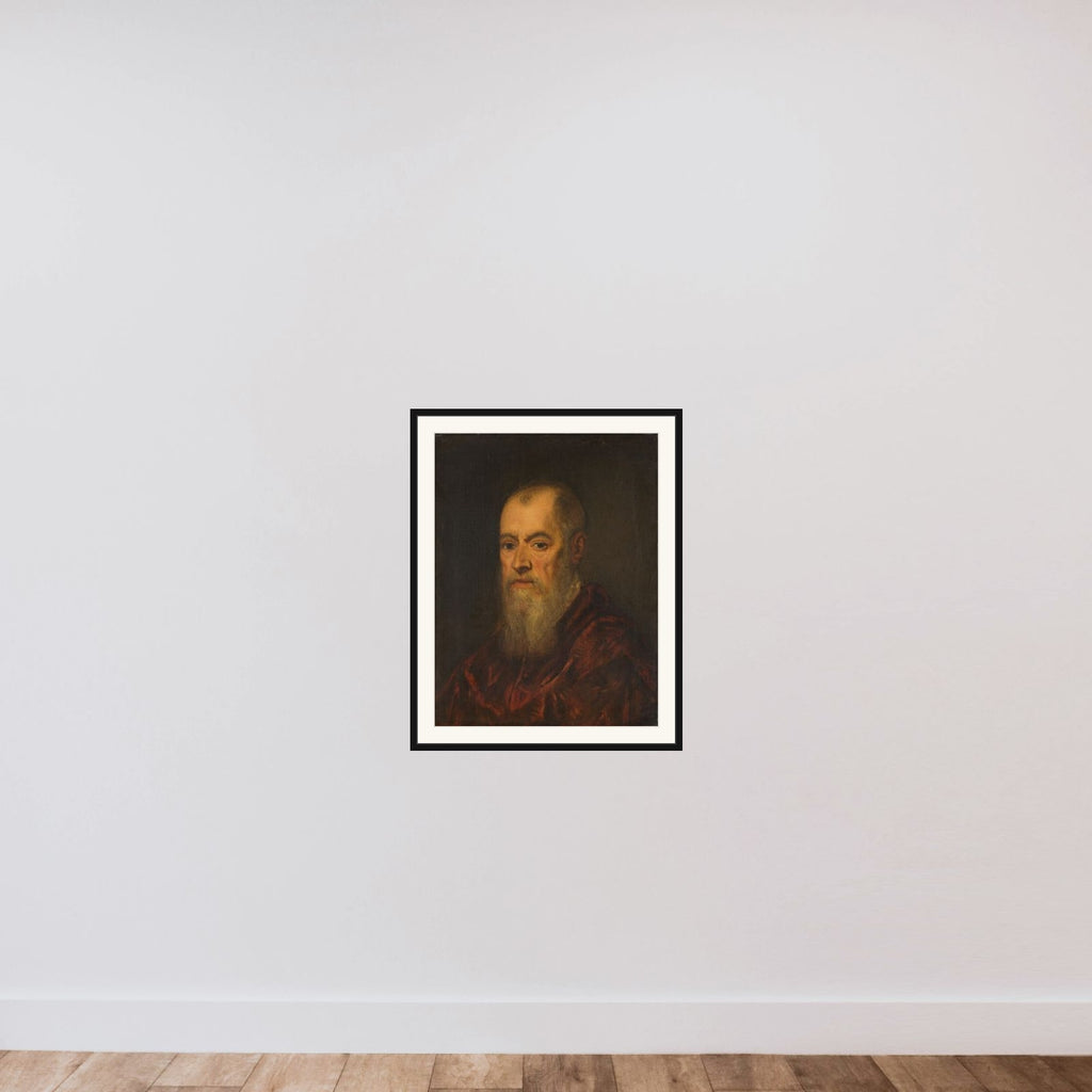 Portrait of a Man with a Red Cloak framed — shown to scale