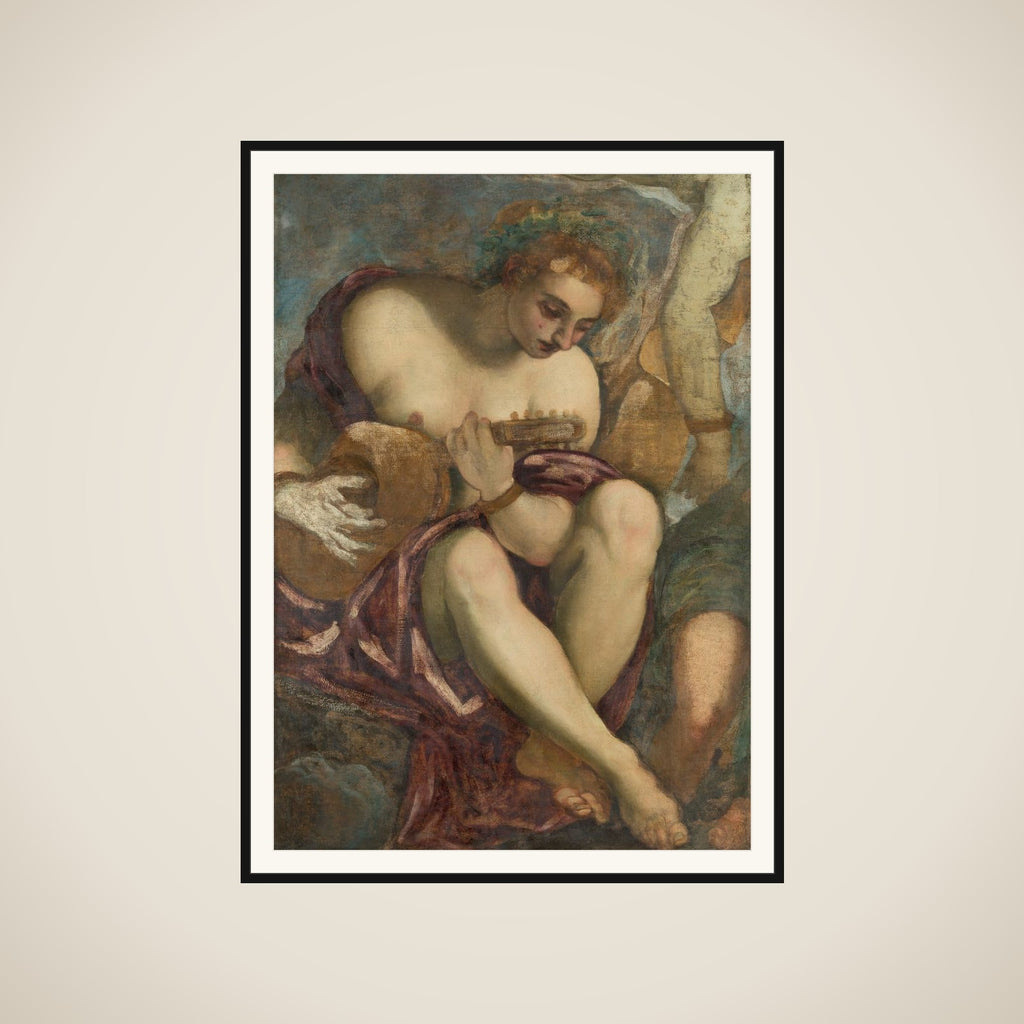 Muse with Lute framed