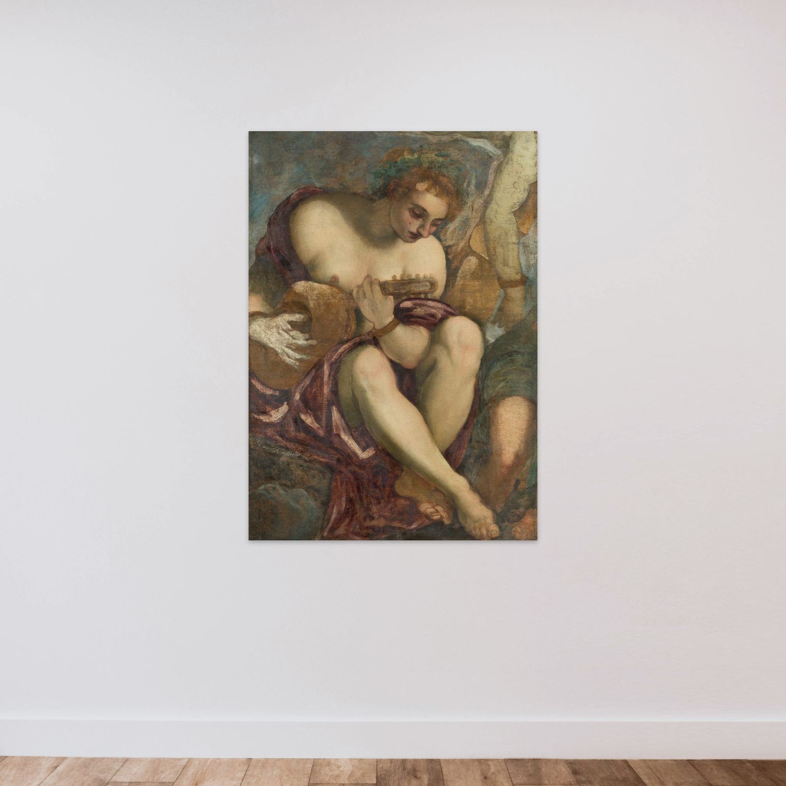 Muse with Lute unframed — shown to scale