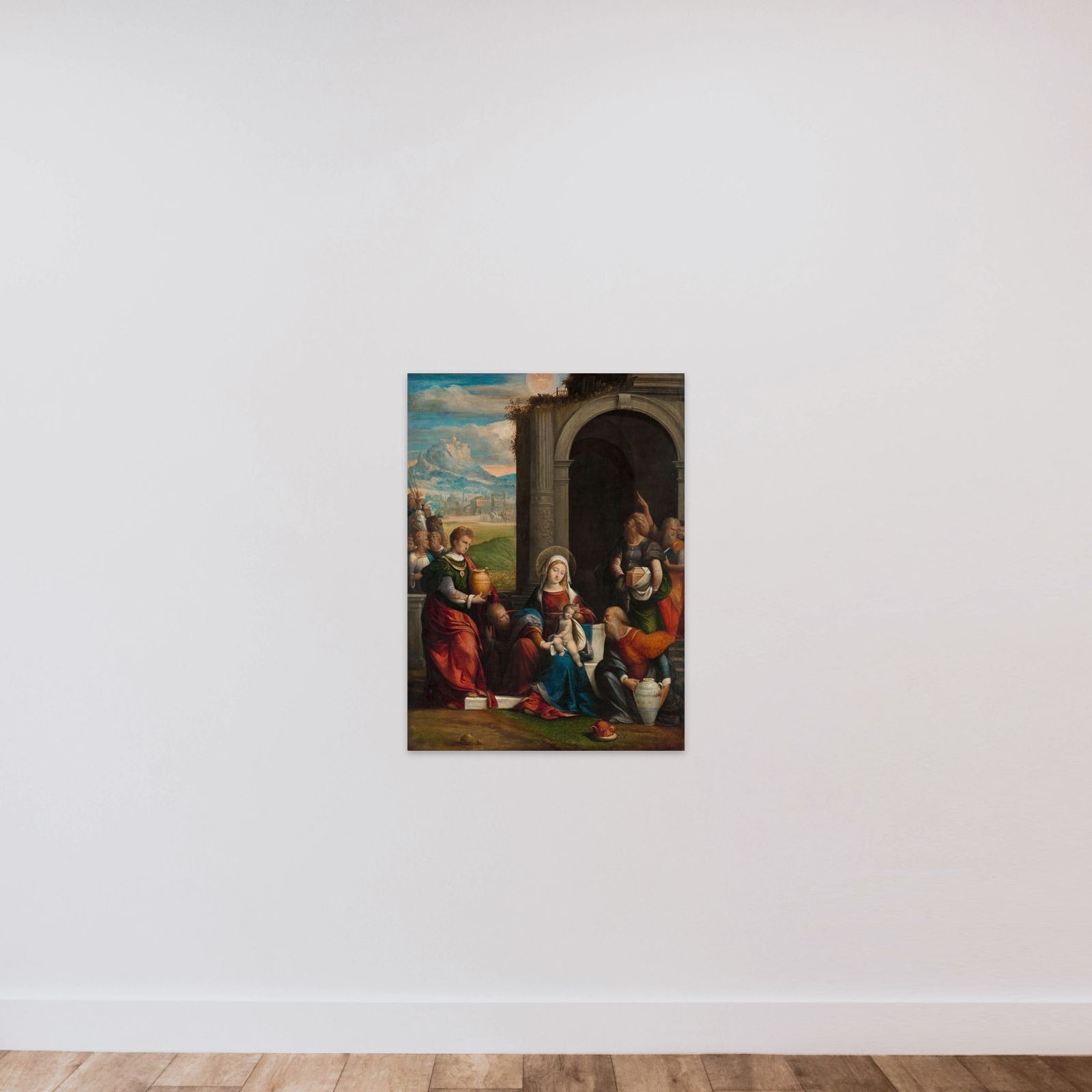 The Adoration of the Magi unframed — shown to scale