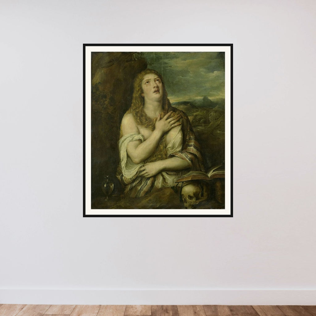 Penitent Mary Magdalene framed — shown to scale