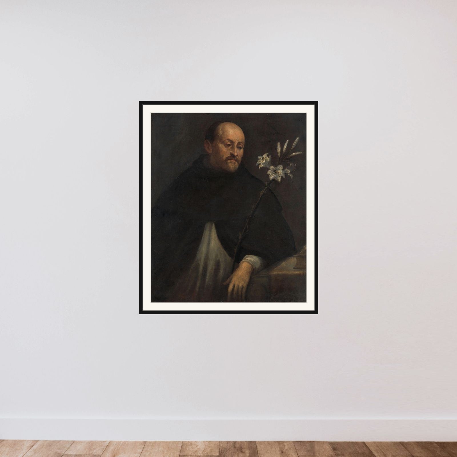 Saint Dominic framed — shown to scale