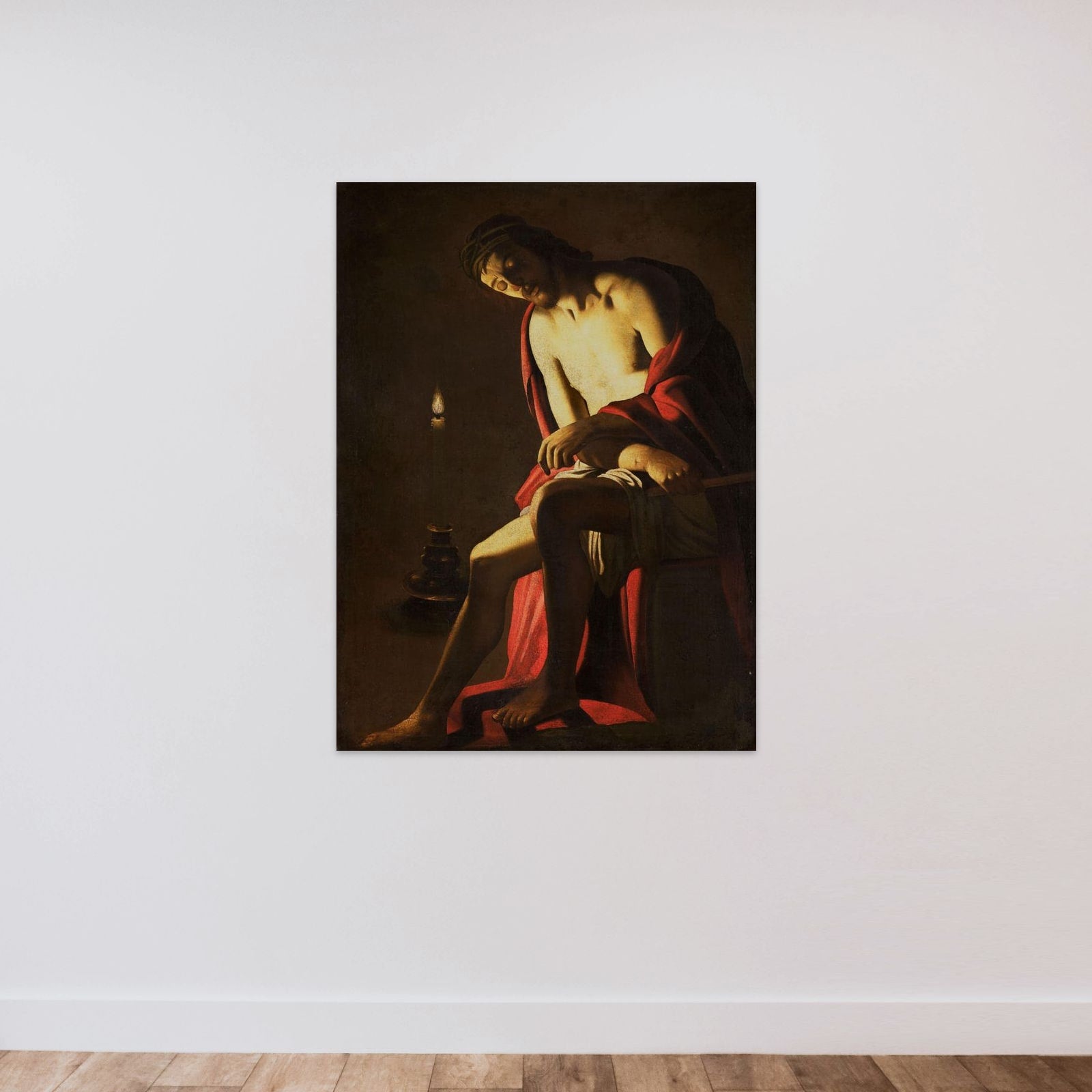 Christ Seated on a Stone Block unframed — shown to scale