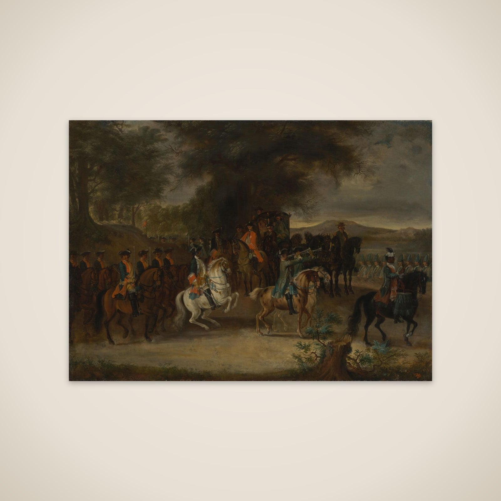 Inspection of a Cavalry Regiment, perhaps by William of Hesse-Homburg unframed print