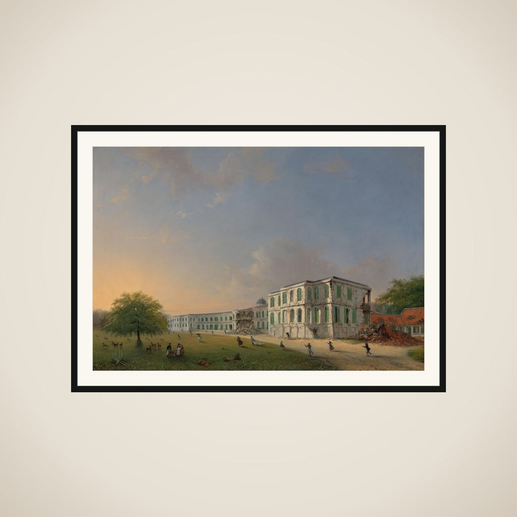 Front View of Buitenzorg Palace during the Earthquake of 10 October 1834 framed