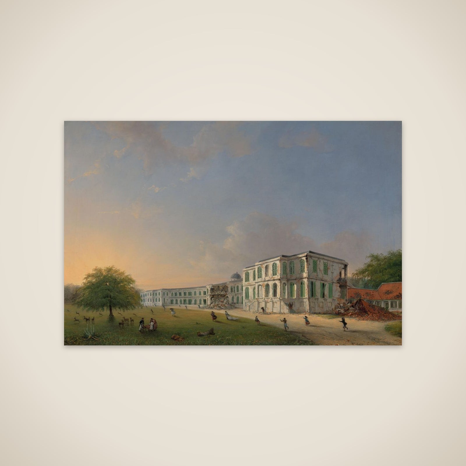 Front View of Buitenzorg Palace during the Earthquake of 10 October 1834 unframed print